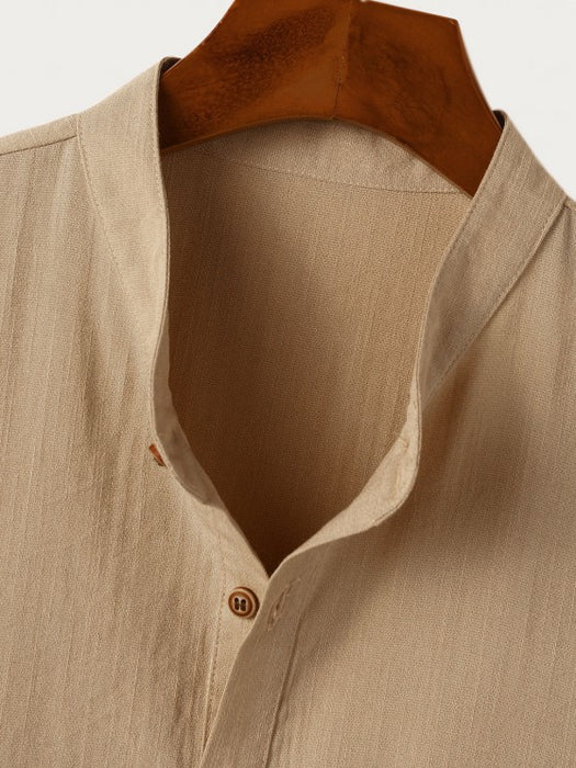 Half Button Shirt And Drawstring Shorts Set - Grafton Collection