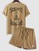 Letter Cactus Printed T Shirt And Shorts - Grafton Collection