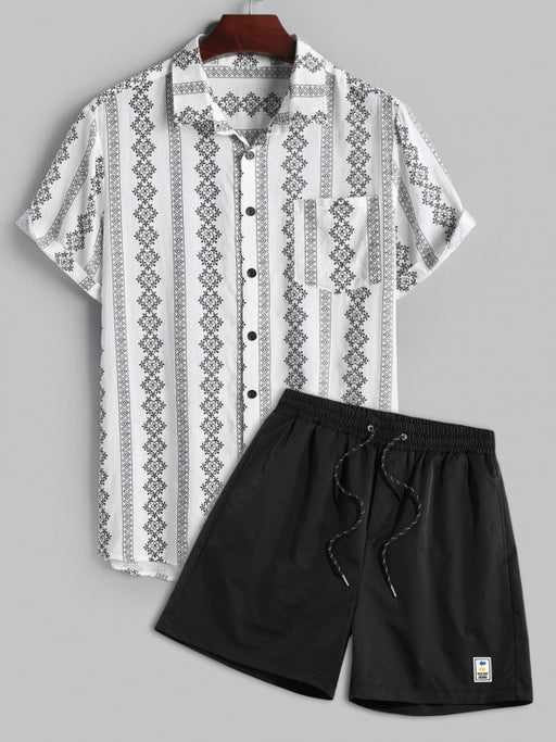 Printed Short Sleeves Shirt and Shorts Set - Grafton Collection