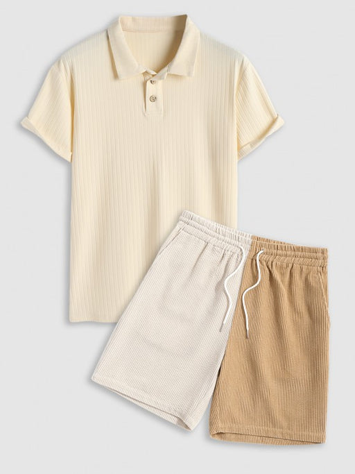 Polo Collared T Shirt With Corduroy Shorts - Grafton Collection