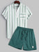 Collar Pullover Shirt And Drawstring Shorts - Grafton Collection