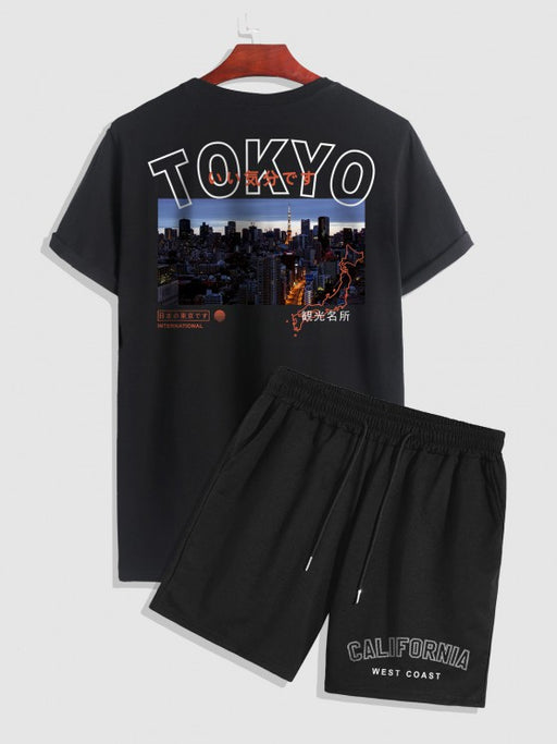 Printed T-shirt with Pocket Shorts Set - Grafton Collection