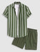 Striped Vacation Shirt And Cargo Shorts Set - Grafton Collection