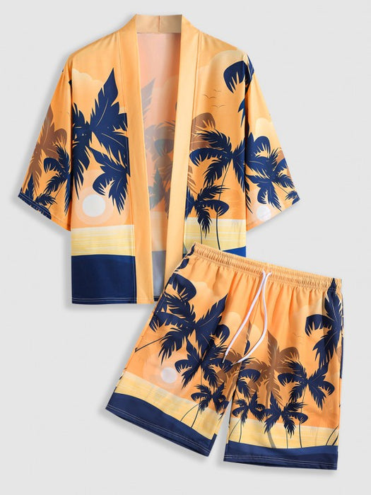Sunset Pattern Beach Shirt And Shorts