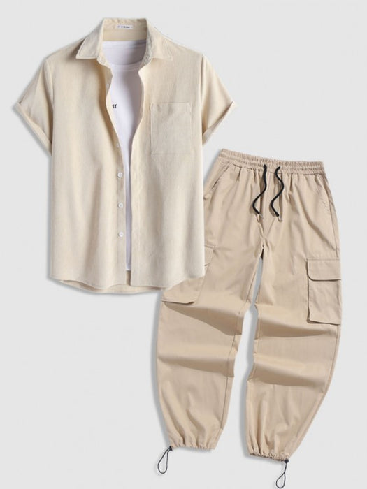 Short Sleeves Shirt With Cargo Pants Set