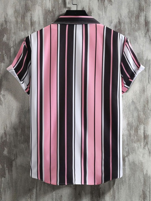 Stripes Short Sleeve Shirt And Shorts Set