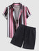 Stripes Short Sleeve Shirt And Shorts Set - Grafton Collection