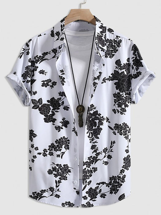 Floral Button Up Shirt With Casual Shorts Set