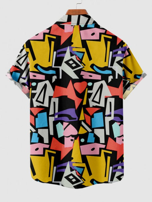Colorful Geometric Printed Shirt And Shorts Set