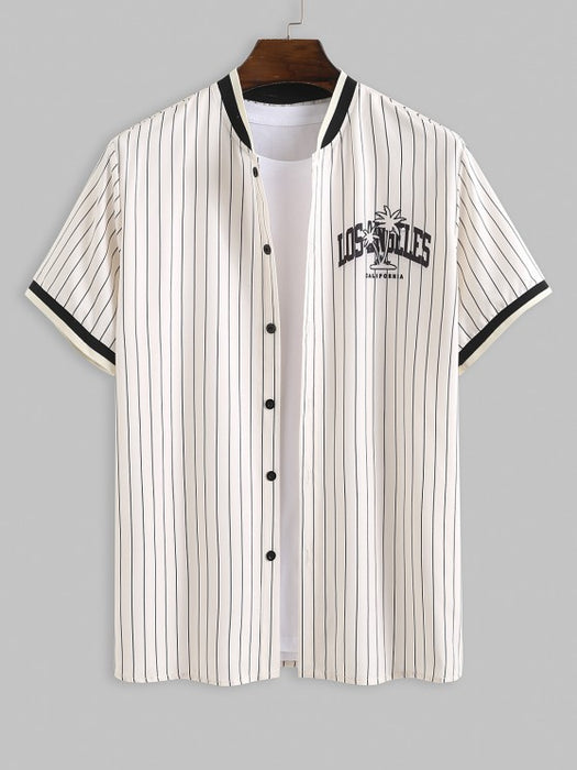 Striped Pattern Shirt With Pants Set