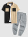 Two Tone Short Sleeves Shirt And Pants Set - Grafton Collection