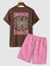 Graphic Printed T-Shirt And Casual Shorts Set - Grafton Collection