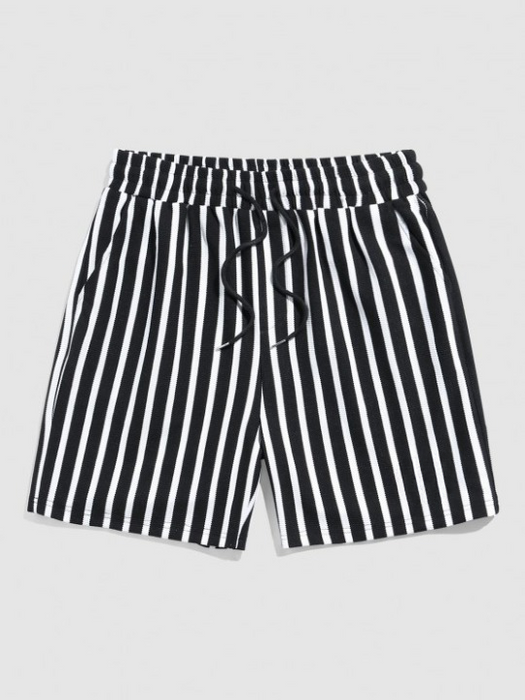 Polo Collared T-shirt And Striped Shorts