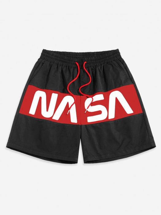 Graphic Astronaut Print T Shirt And Letter Shorts Set - Grafton Collection