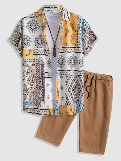 Short Sleeves Print Shirt And Shorts Set - Grafton Collection