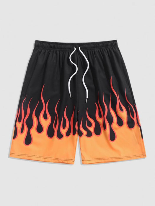 Fire Printed T Shirt And Shorts