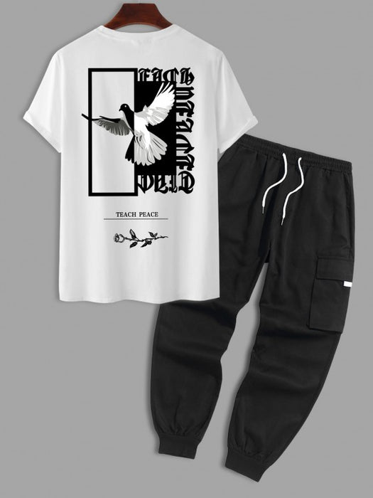 Eagle Printed T-Shirt And Cargo Pants