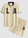 LA Print Stand Collar Shirt With Shorts Set - Grafton Collection