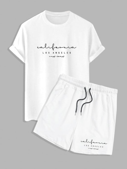 Los Angeles Print  T Shirt And Shorts Set - Grafton Collection