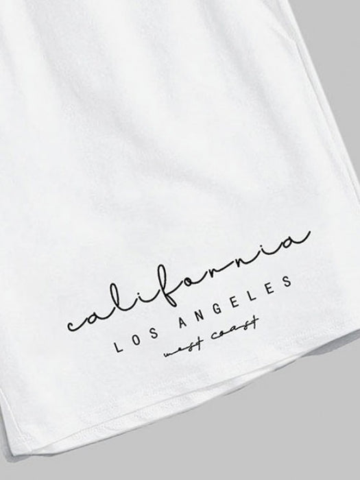 Los Angeles Print  T Shirt And Shorts Set