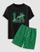 Letter Printed T-Shirt And Casual Shorts Set - Grafton Collection