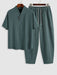 Linen Textured Popover Shirt And Pants Set - Grafton Collection