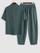 Linen Textured Popover Shirt And Pants Set - Grafton Collection