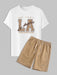 Letter Printed T-Shirt And Casual Shorts Set - Grafton Collection