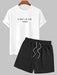 Letter Printed T-Shirt And Drawstring Shorts - Grafton Collection