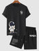 Cartoon Astronaut Pattern T Shirt And Shorts Set - Grafton Collection