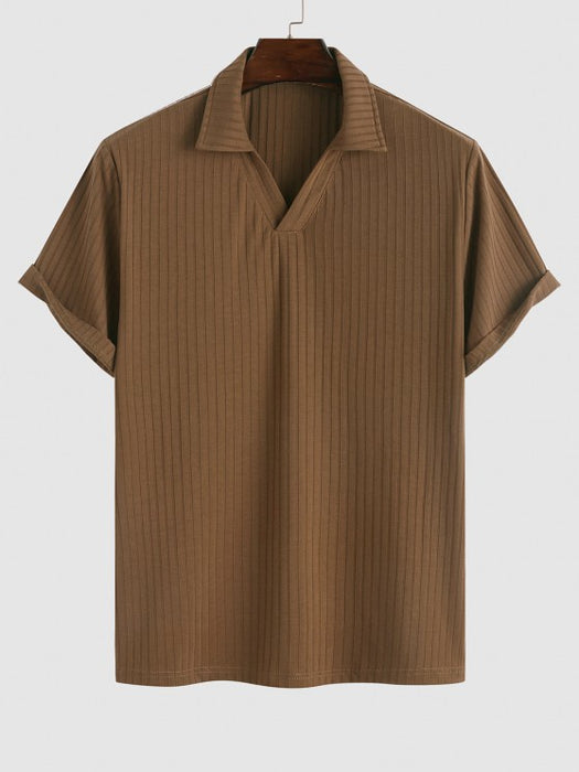 V Neck Collared T-Shirt And Drawstring Shorts - Grafton Collection