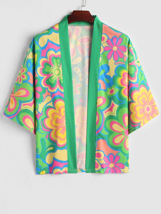 Floral Kimono And Beach Shorts Set - Grafton Collection