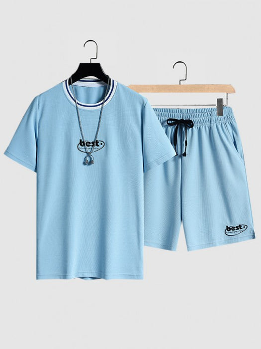 Letter Printed T Shirt And Shorts