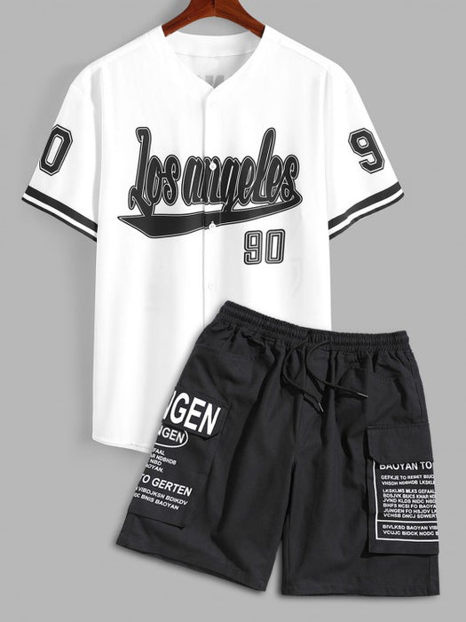 Los Angeles Letter T Shirt And Cargo Shorts - Grafton Collection