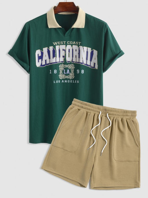 Polo Collar T Shirt And Sweat Shorts - Grafton Collection