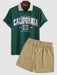 Polo Collar T Shirt And Sweat Shorts - Grafton Collection