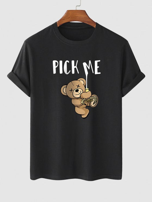 Bear Print T Shirt And Shorts Set
