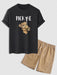Bear Print T Shirt And Shorts Set - Grafton Collection