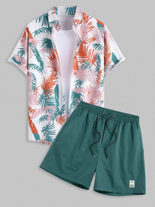 Tropical Palm Printed Shirt And Shorts