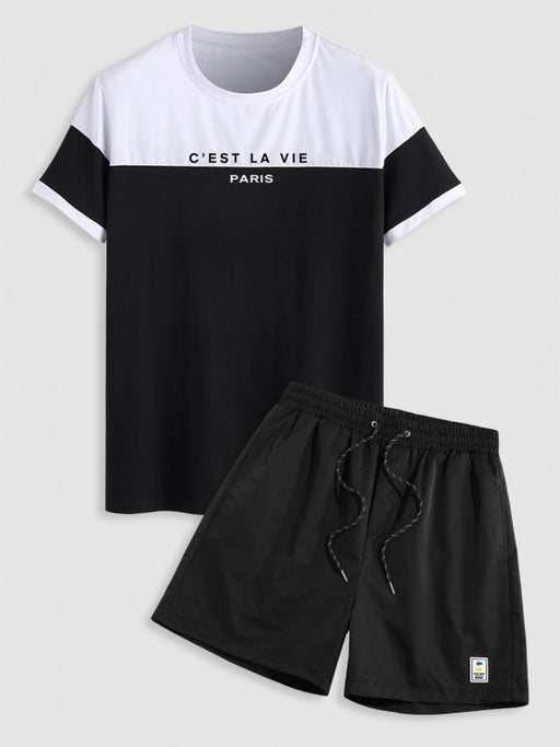 Two Tone T Shirt And Label Design Shorts - Grafton Collection