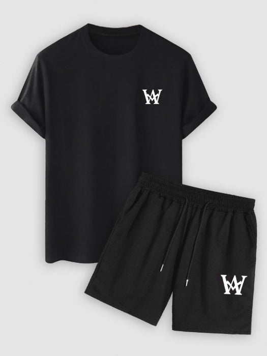 Graphic Printed Short Sleeves T Shirt And Casual Shorts Set