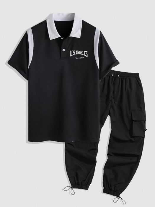 Collared T Shirt And Loose Fit Cargo Pants - Grafton Collection