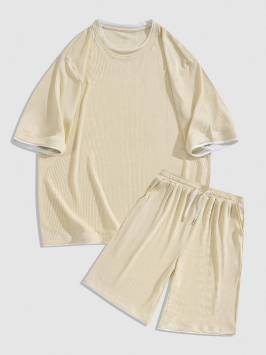 Silk Textured T Shirt And Shorts