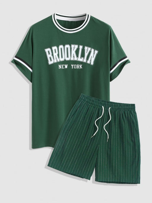 Brooklyn New York Printed T-Shirt And Striped Shorts - Grafton Collection