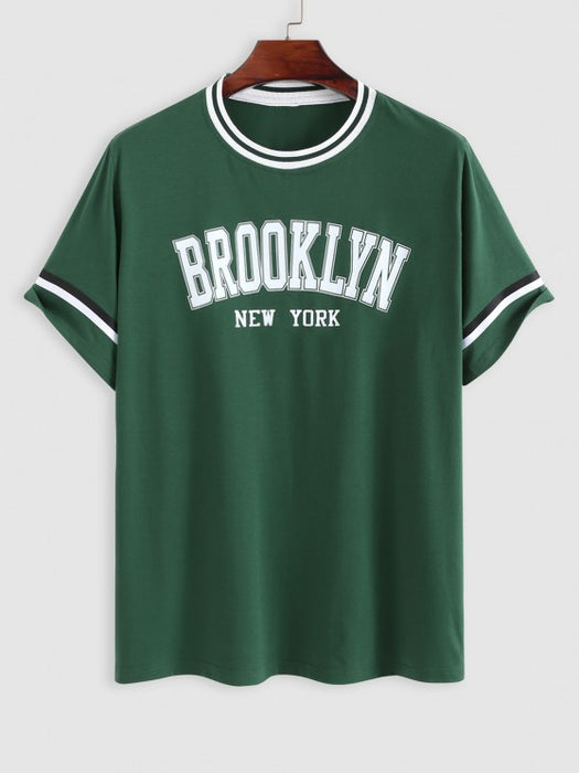 Brooklyn New York Printed T-Shirt And Striped Shorts