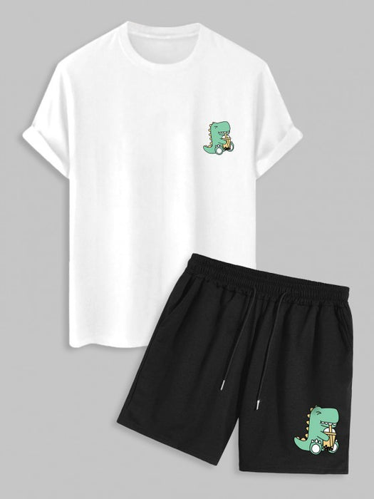 Dinosaur Printed T Shirt And Casual Shorts