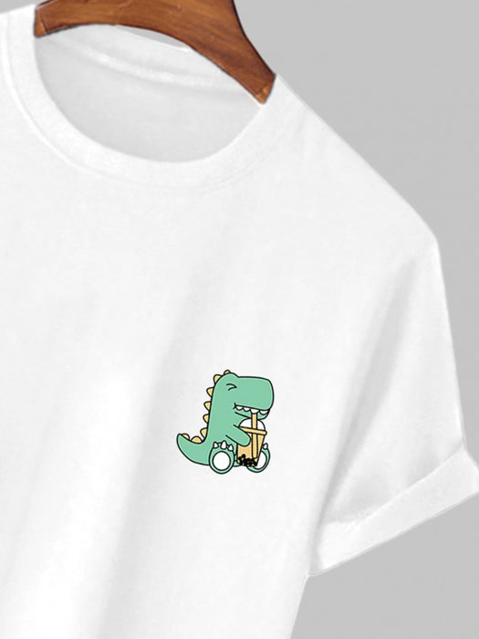Dinosaur Printed T Shirt And Casual Shorts