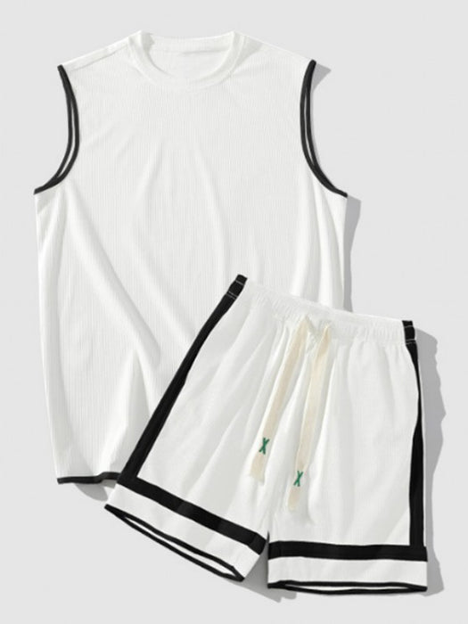 Color Tank Top And Shorts Athletic Set