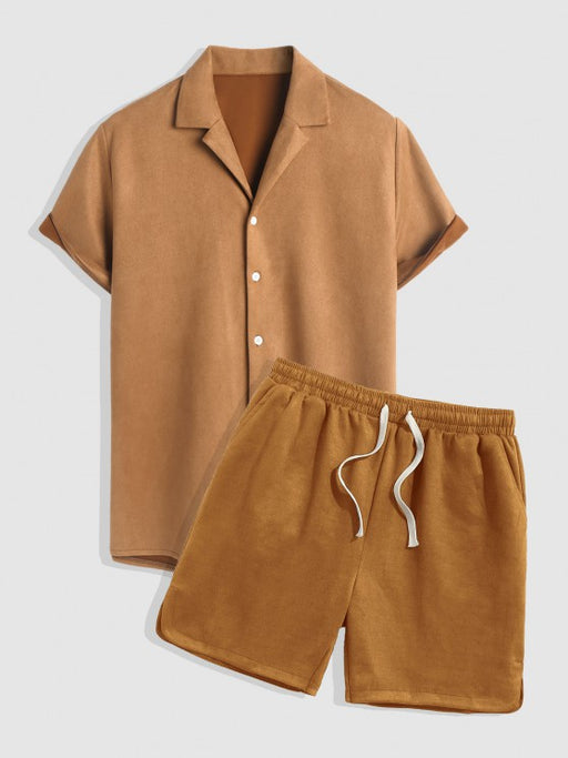 Plain Shirt And Drawstring Shorts - Grafton Collection