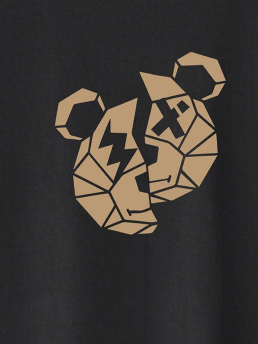 Bear Print T Shirt And Casual Shorts Set - Grafton Collection